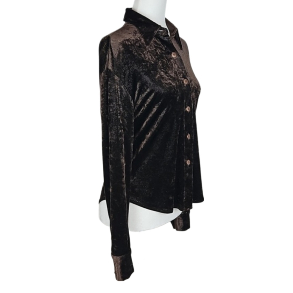 Vintage Corrida Paris Subtle Sparkle Long Sleeve Shirt in Dark Brown, 2 - Picture 5 of 8